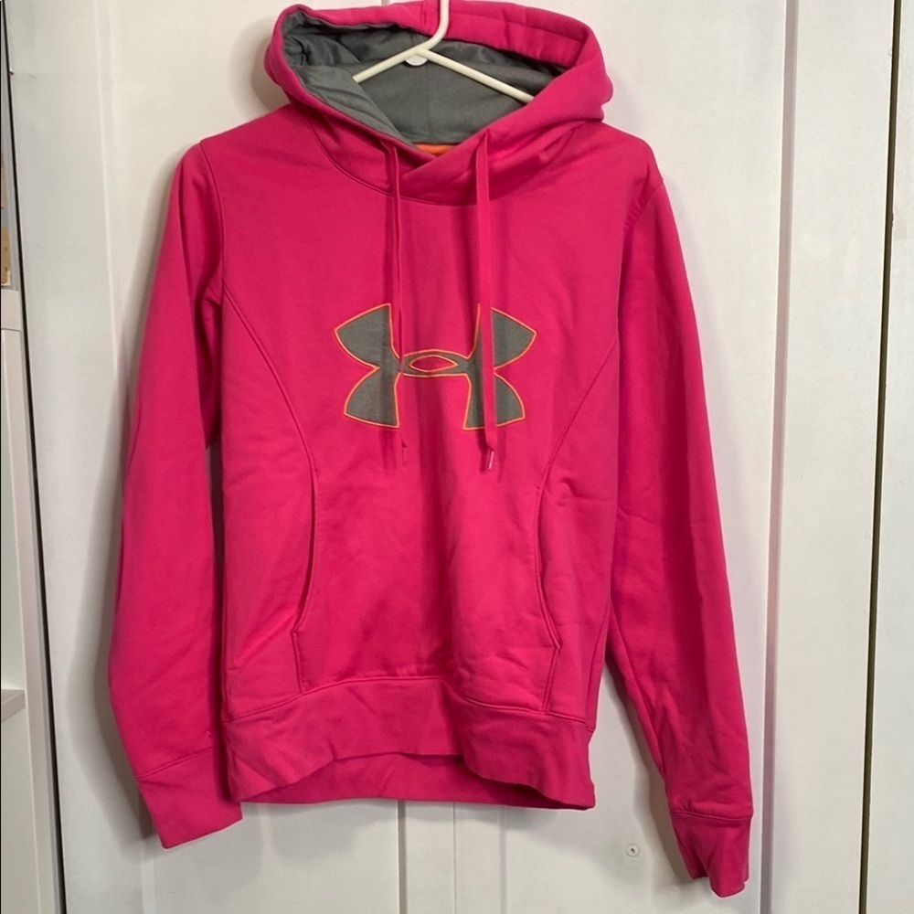 Under Armour Pink & Grey Hoodie small - cold gear - semi fitted